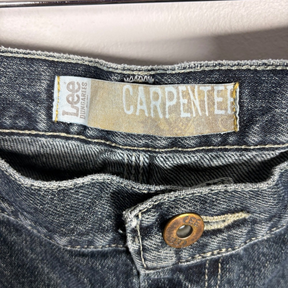 Y2K Lee Dungarees Carpenter Jeans Mens 40x30 Dark Wash Denim Utility Work Pants - Picture 5 of 6